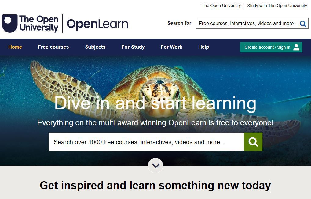 Screenshot of OpenLearn website