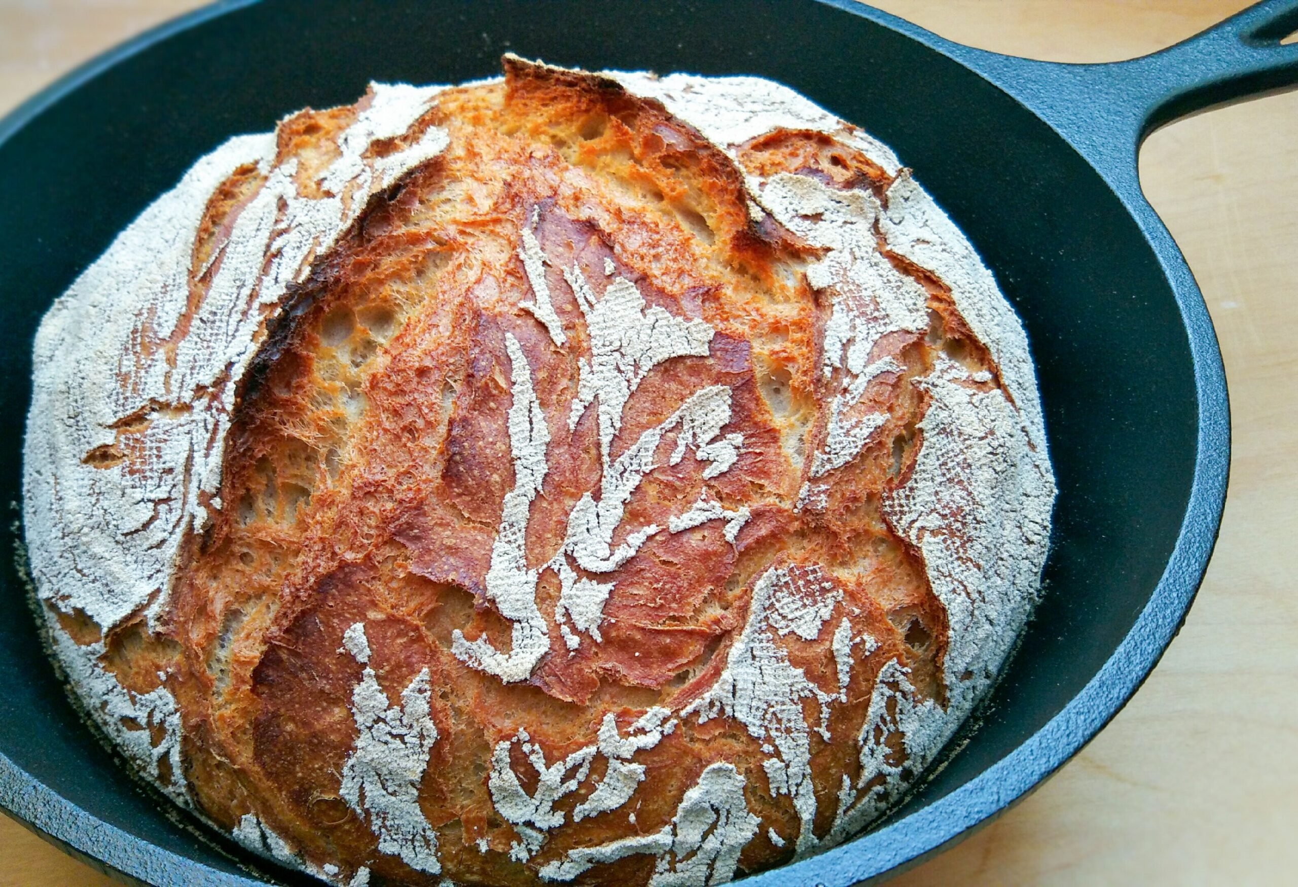Homemade bread, baked in the cast iron pot