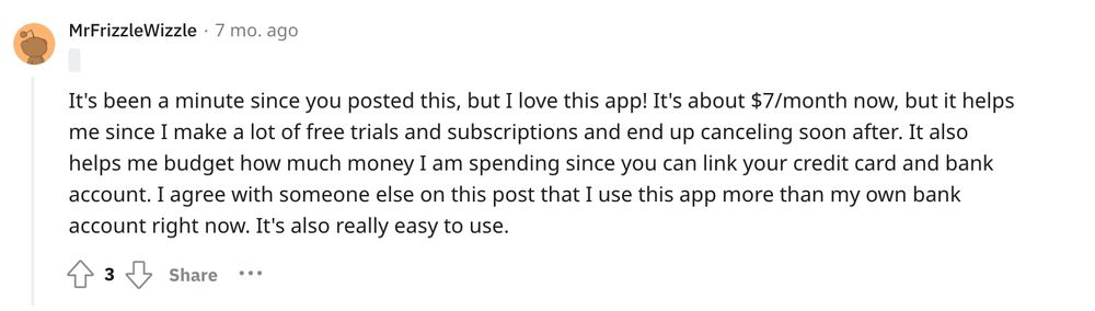 Rocket Money Comment on Reddit