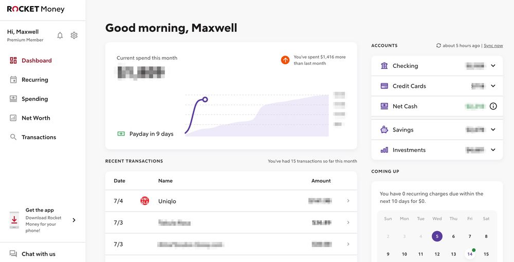 Rocket Money Dashboard