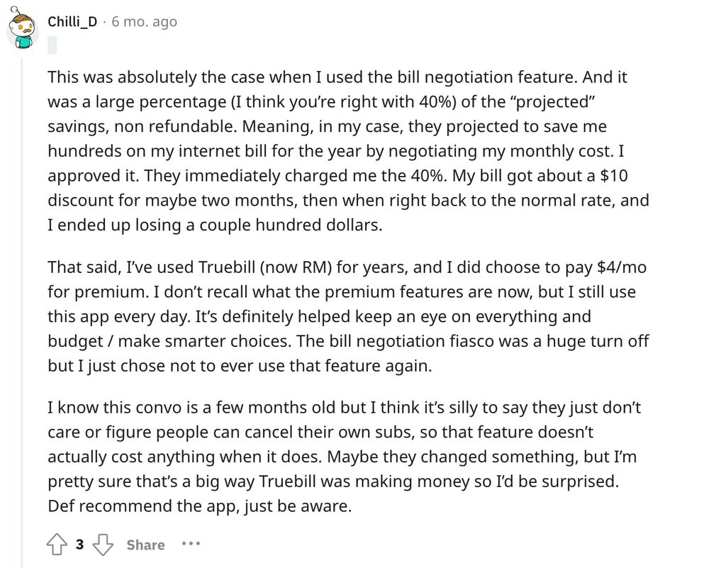 Rocket Money Reddit Comment