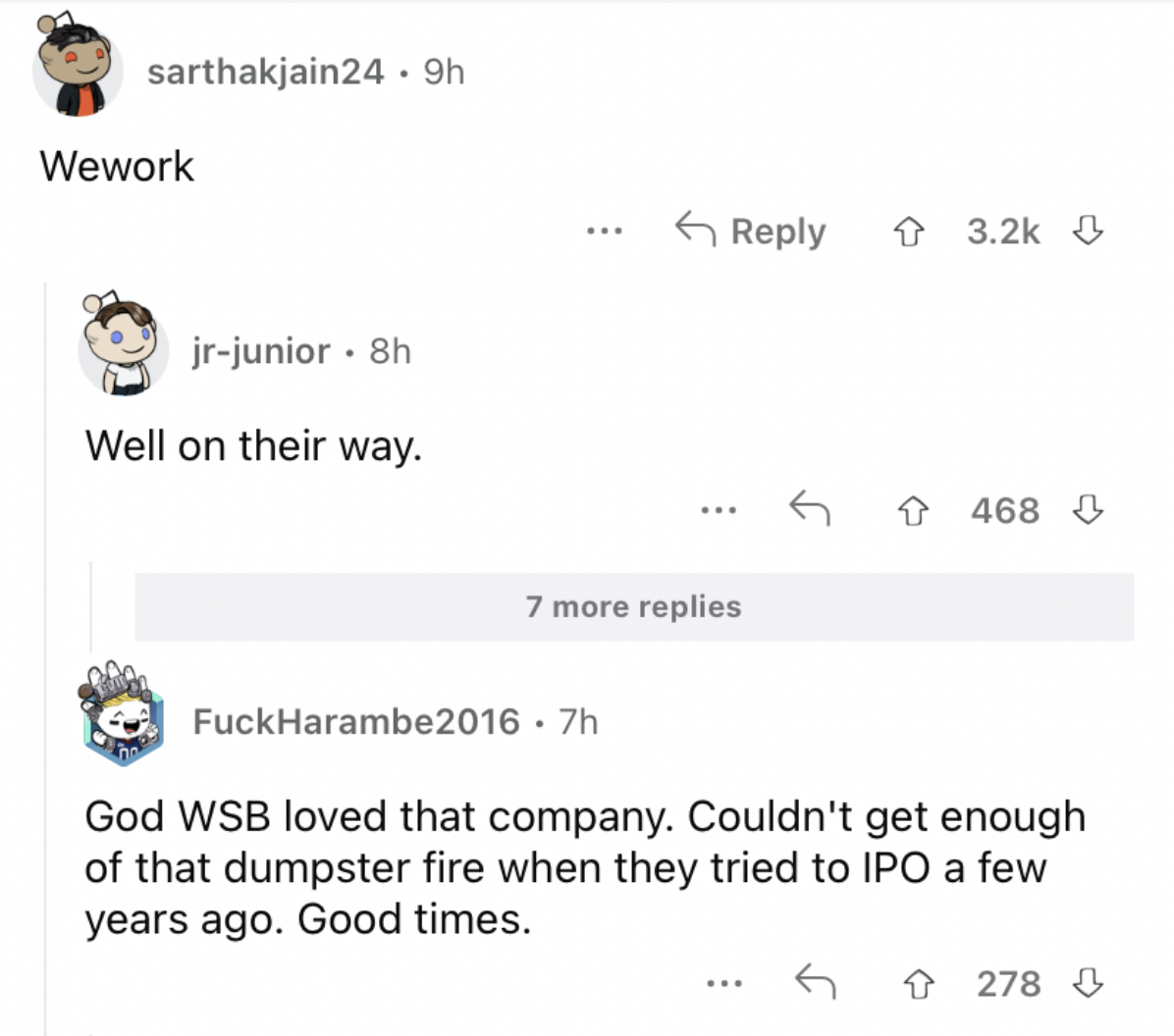 Reddit screenshot about how Wework is terrible.