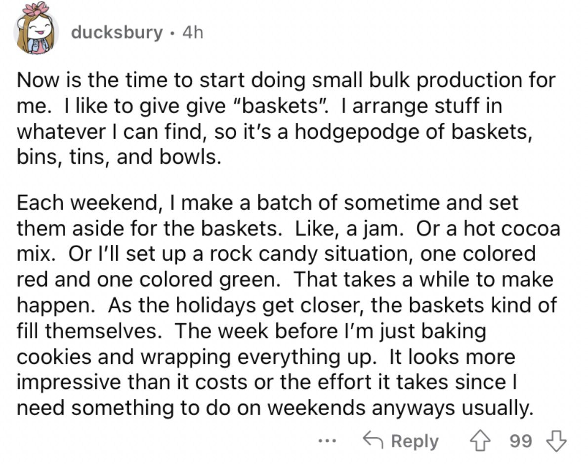Reddit screenshot about prepping for cheap holiday gifts sooner than later.