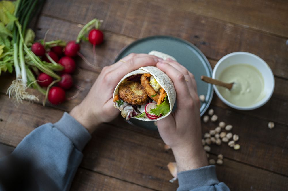 Falafel in tortila wrap