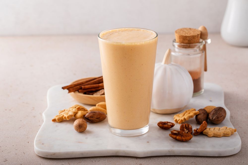 Pumpkin pie smoothie with fall spices and pumpkin puree
