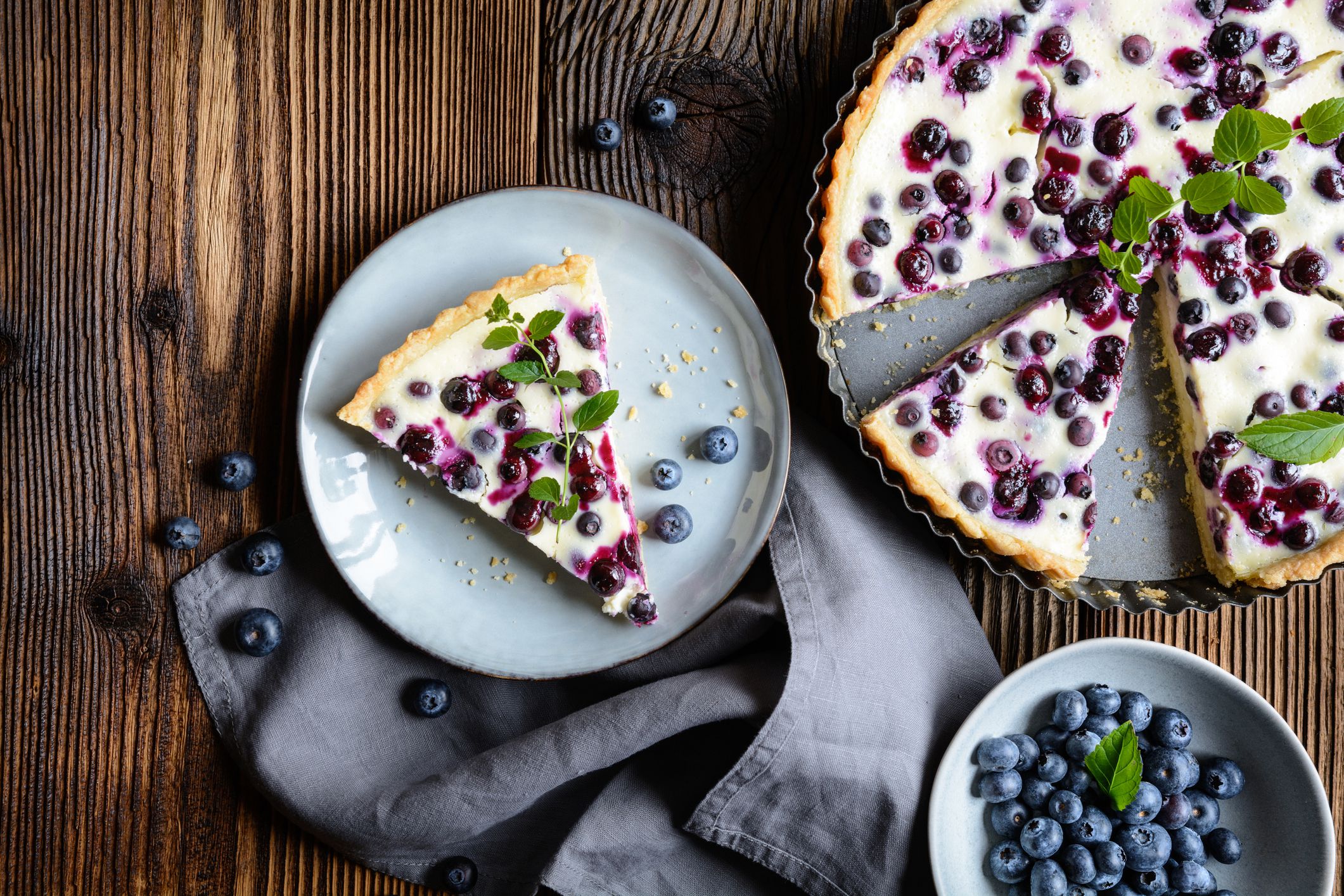 Mustikkapiirakka – traditional Finnish pie with blueberry and sour cream filling