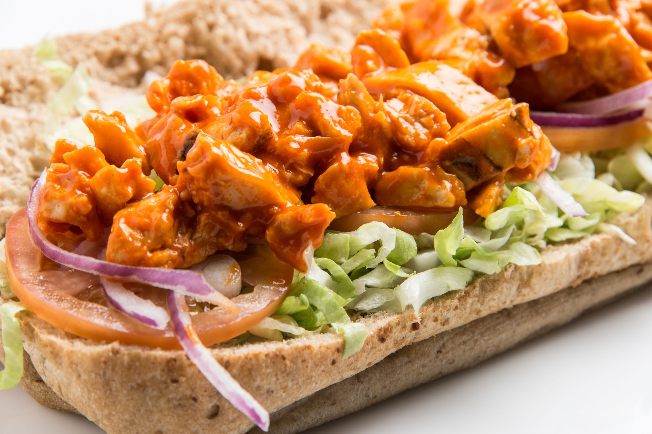 Buffalo Chicken Sandwich on White Background