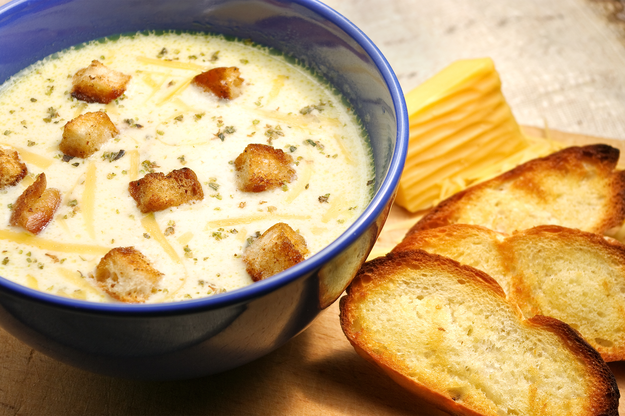 cheese soup with croutons