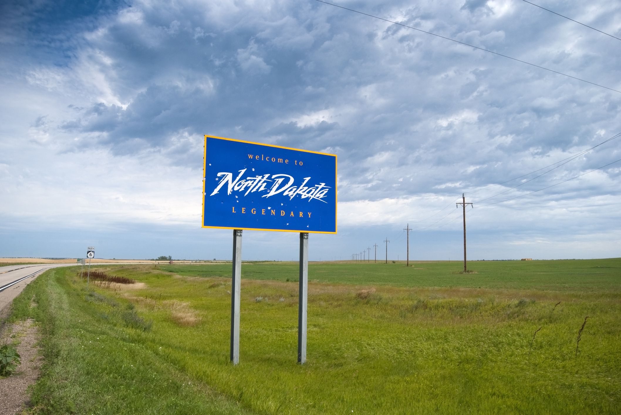 Welcome to North Dakota sign along the border with South Dakota.
