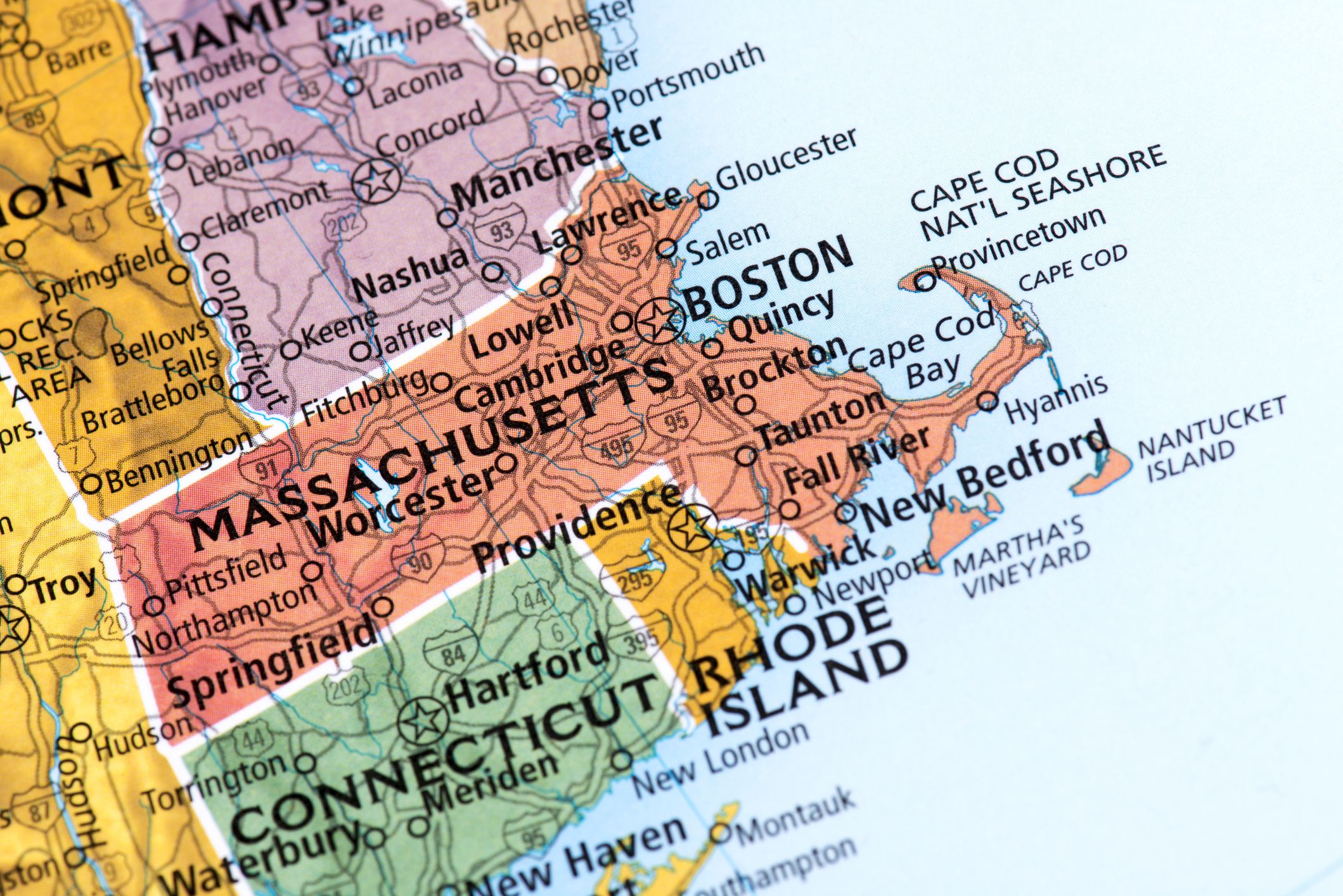 Map of Massachusetts State.