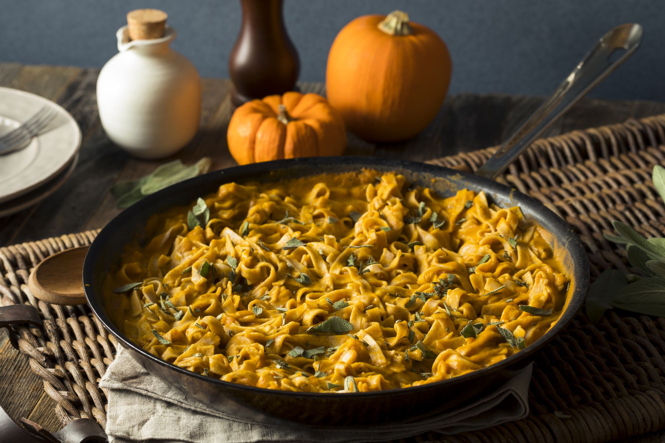 Homemade Autumn Pasta with Pumpkin Sauce and Sage