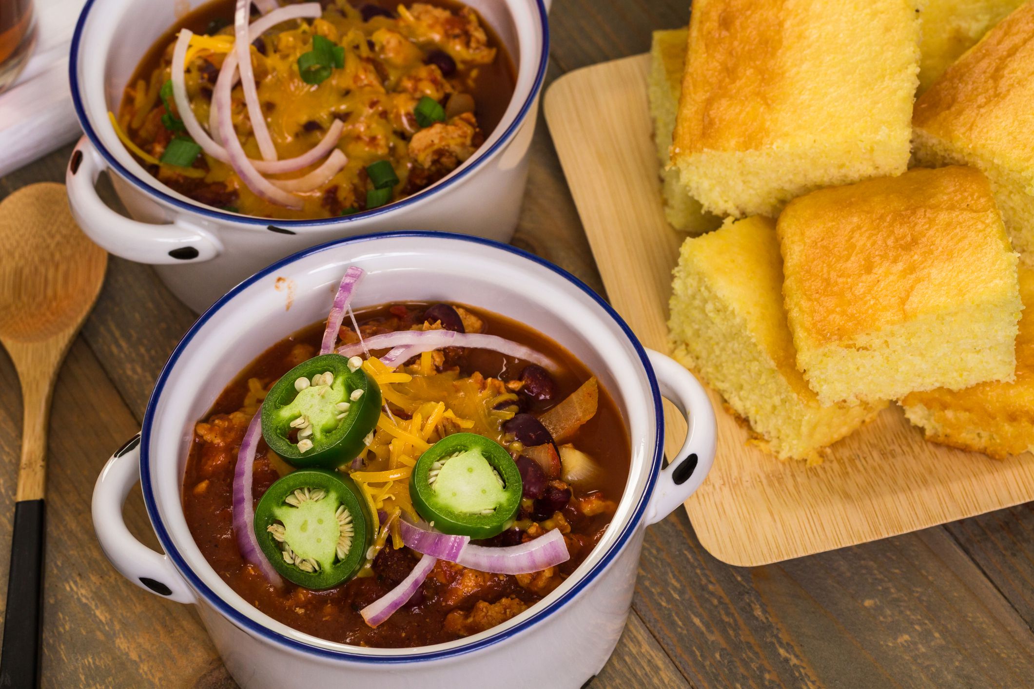 Cooking homemade turkey chili for dinner.