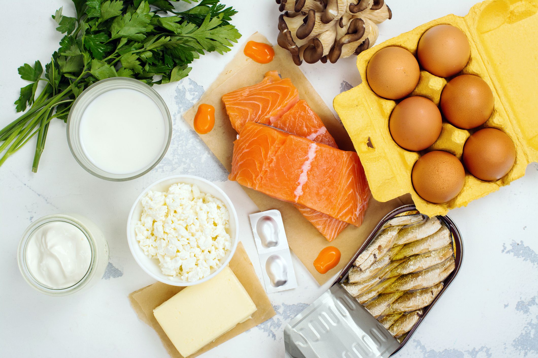natural vitamin d sources including eggs, salmon, milk, sardines and yogurt