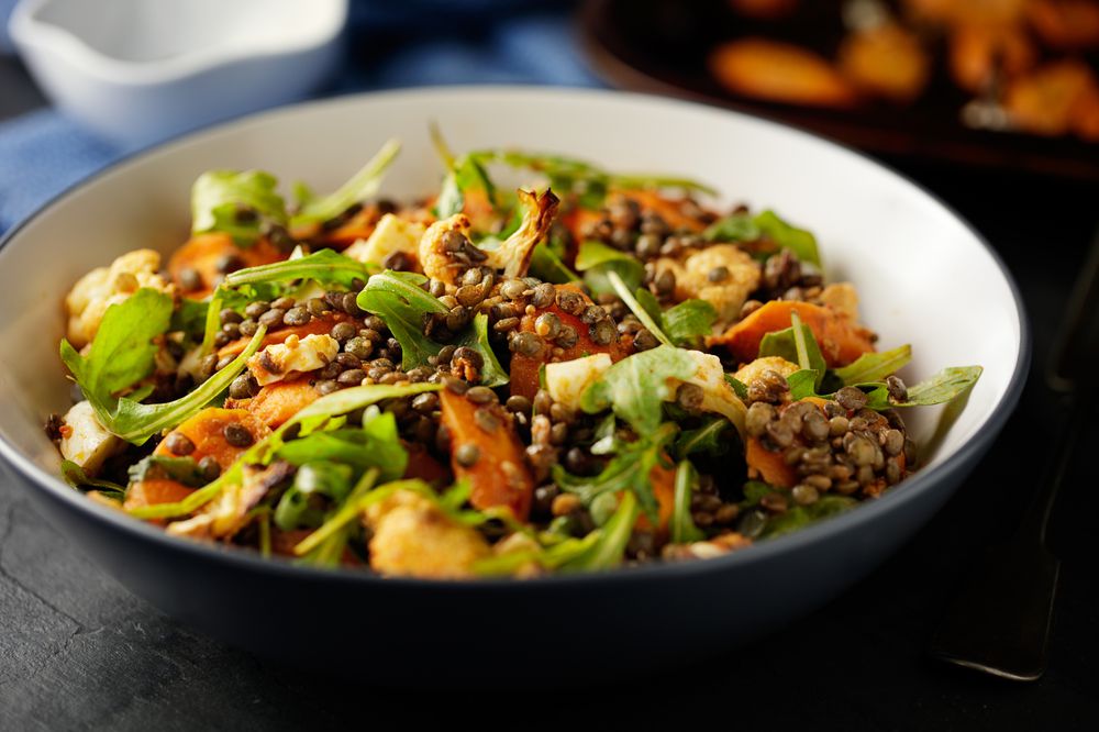 Healthy Vegetarian lentils bowl