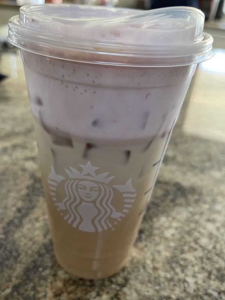iced white mocha with strawberry