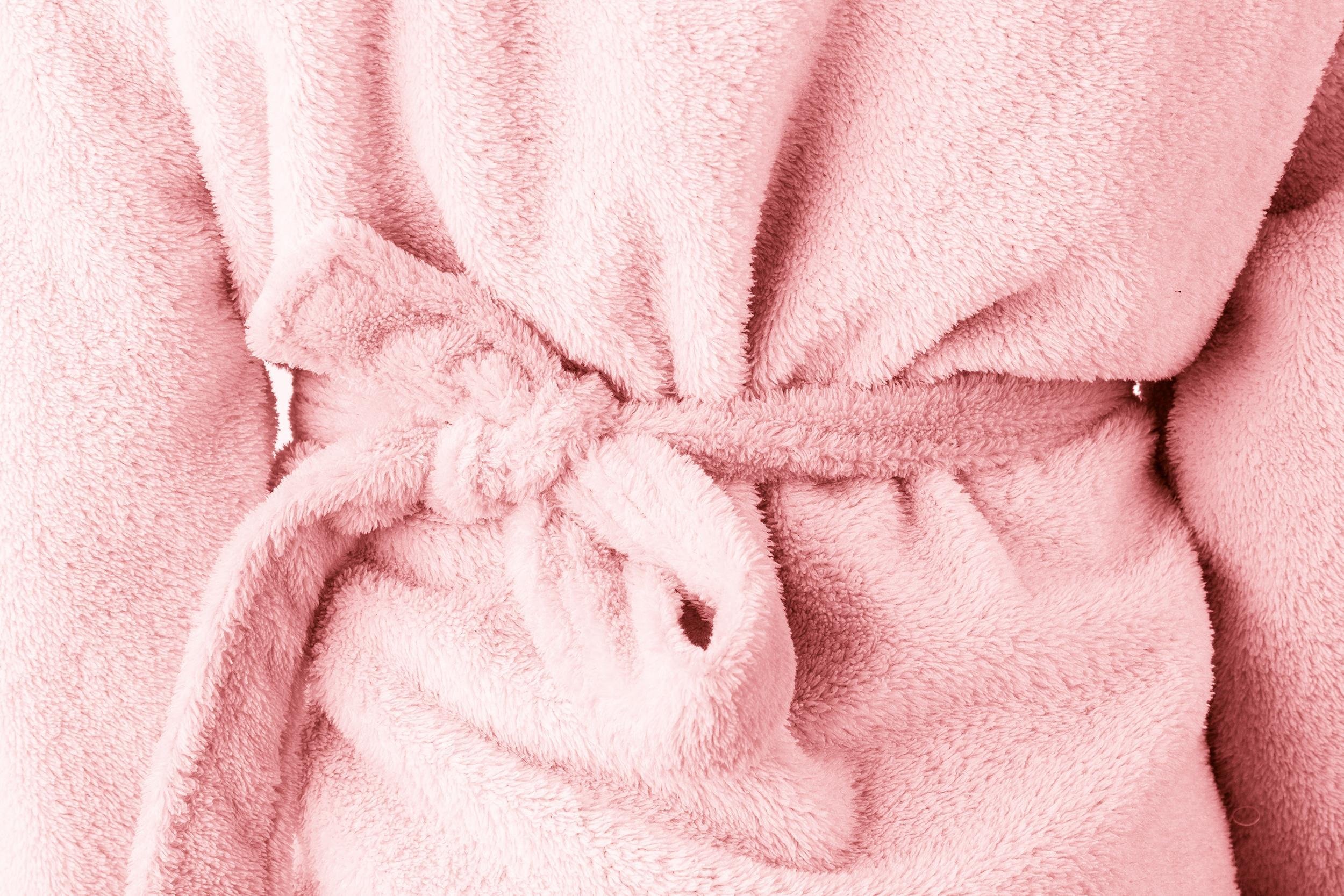 pink bathrobe with belt