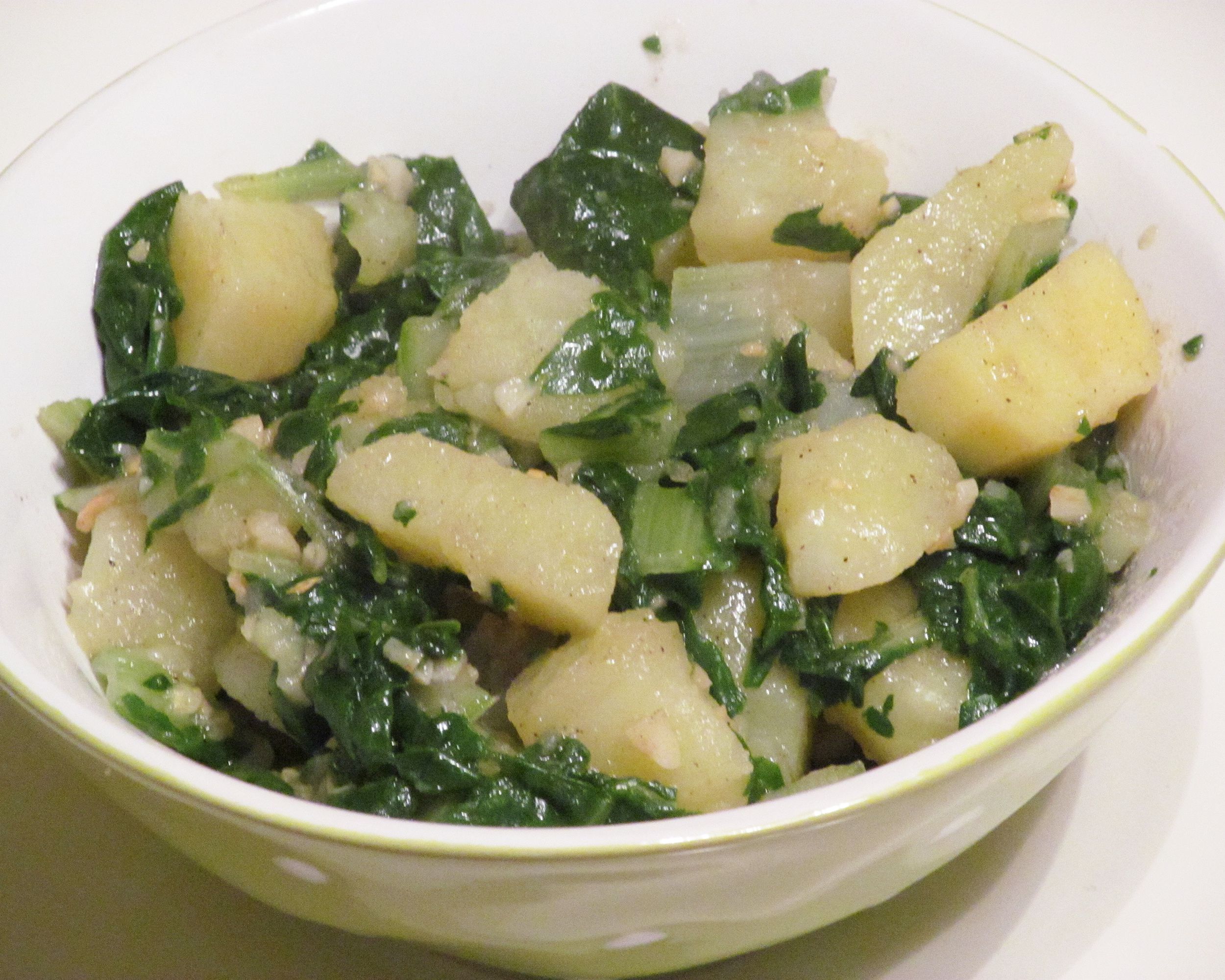 Closeup of blitva in a white bowl