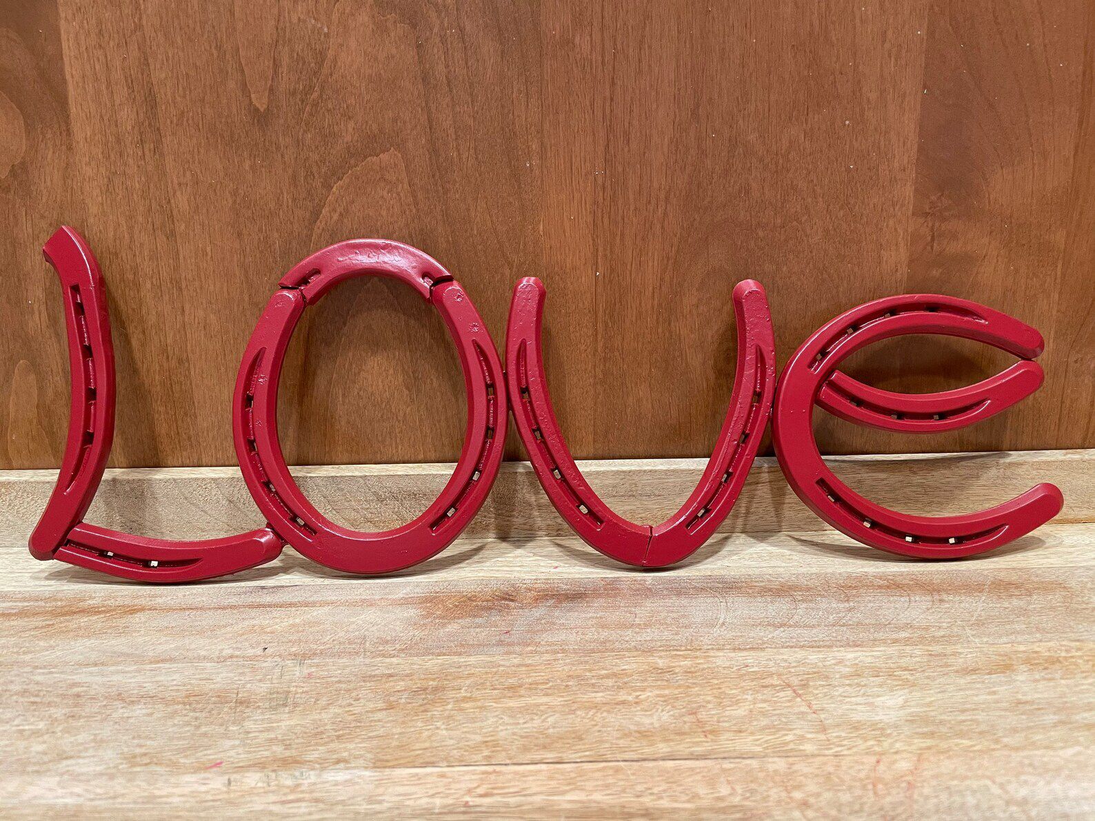 Hand Crafted Horseshoe Metal Love Sign