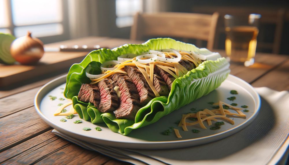 Philly Cheesesteak Lettuce Wrap