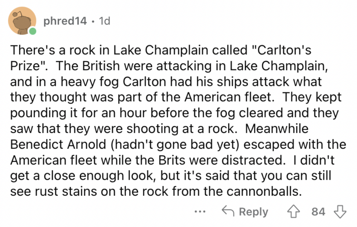 Reddit screenshot about an army shooting at a rock while out at sea.