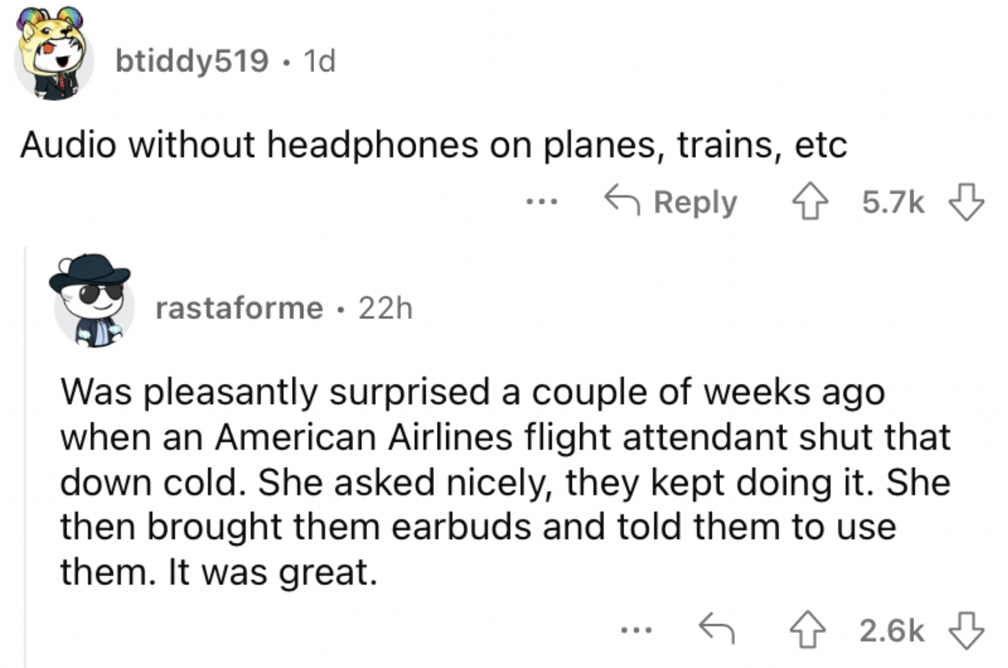 Reddit screenshot about how people will play their audio without using headphones.