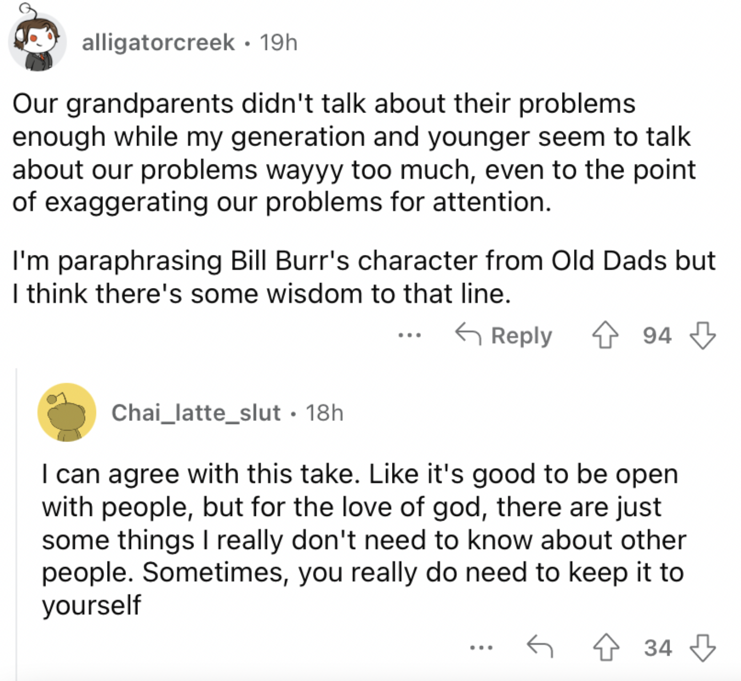 Reddit screenshot about how some people overshare big time.