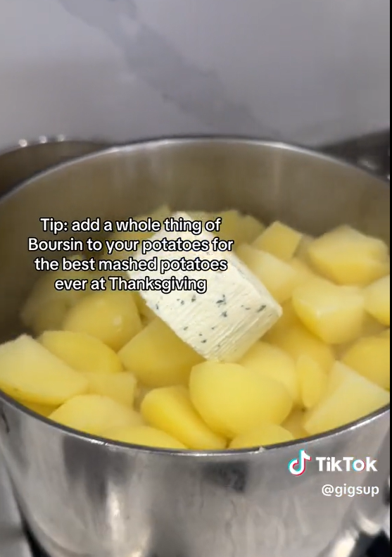 screenshot of tiktok mashed potato hack