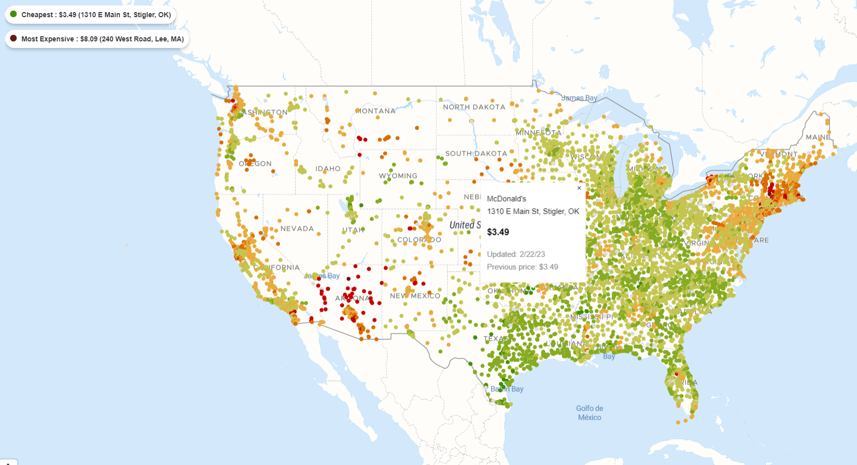 mccheapest map