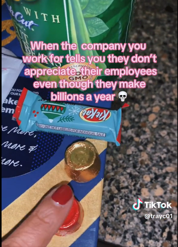 screenshot of tiktok showing lackluster thanksgiving bonus