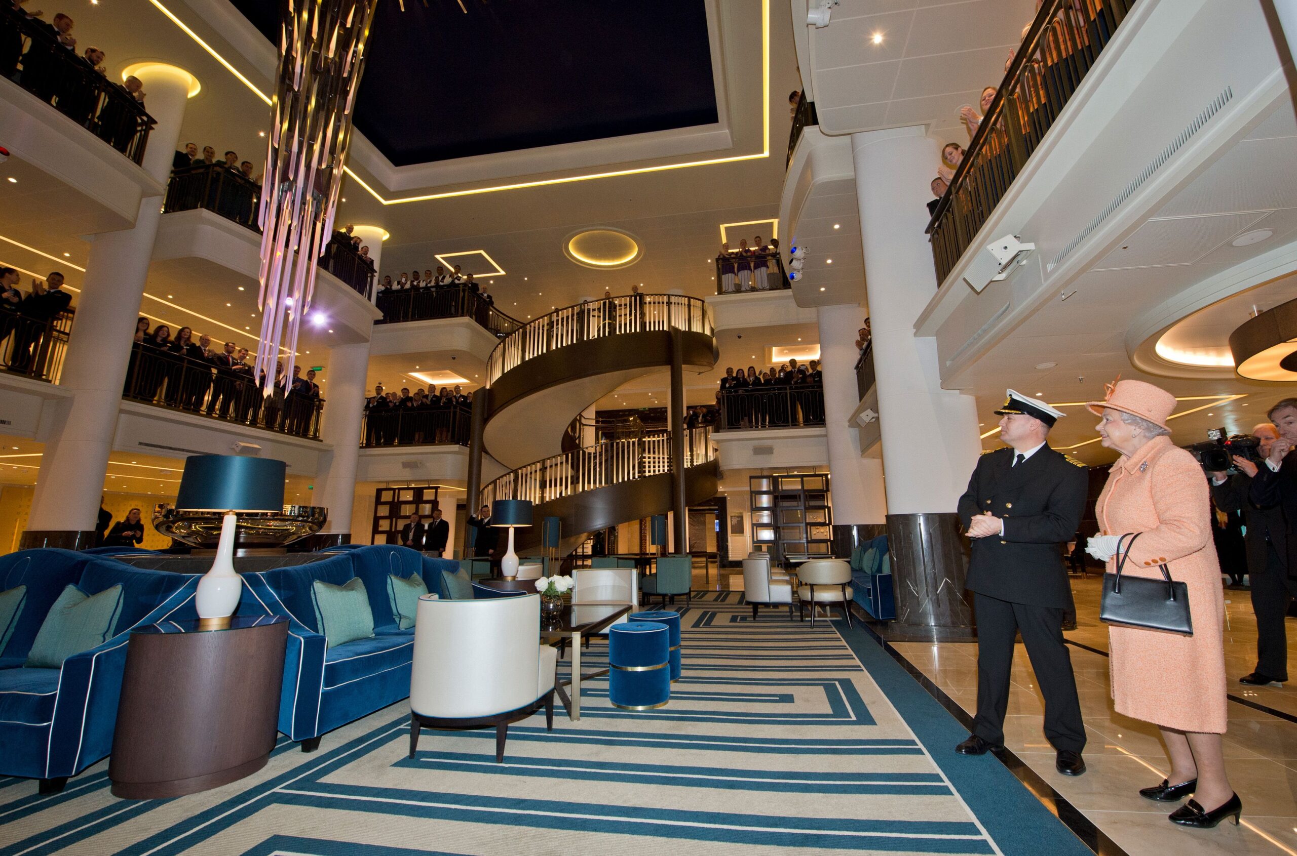 HM the Queen attends the opening of Britannia, P&O UK's largest ever ship built for the UK market on March 10 2015 in United Kingdom.