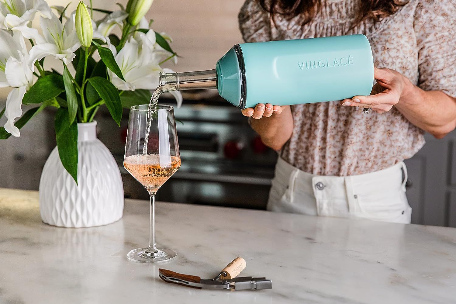Vinglacé Wine Bottle Chiller, Sea Glass