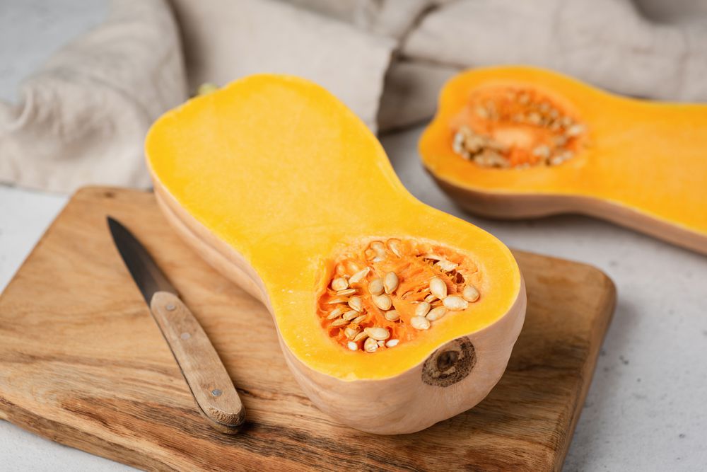 Butternut squash pumpkin cut in half