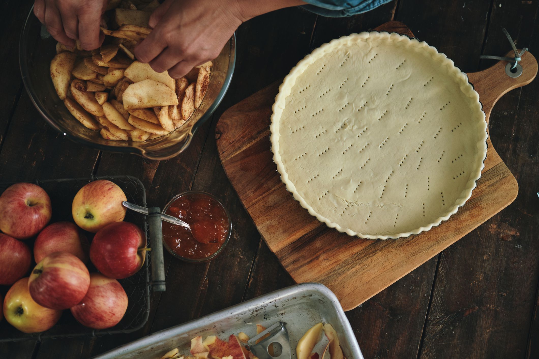 Preparing Apple Pie in Domestic Kitchen
