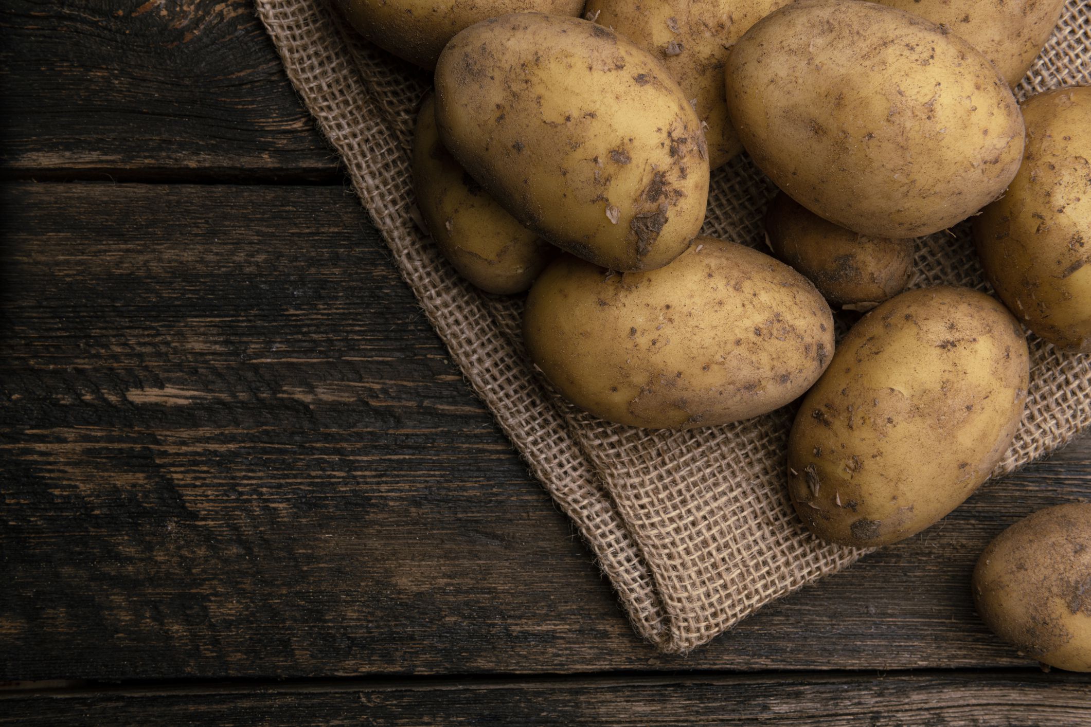 Raw potato with copy space