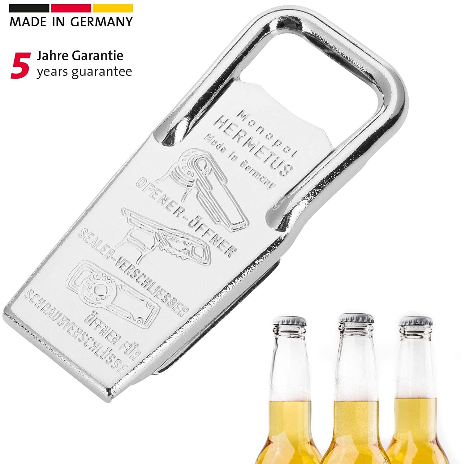 Westmark Germany Hermetus Steel 3-in-1 Resealer Beer Bottle Opener
