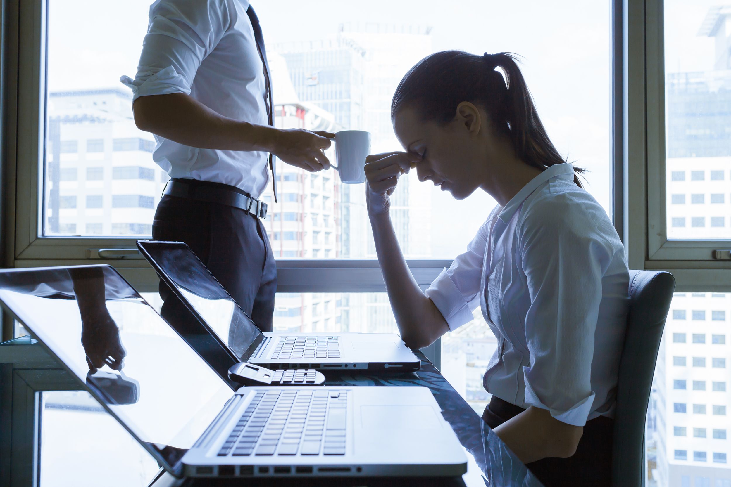 depressed business people in the office