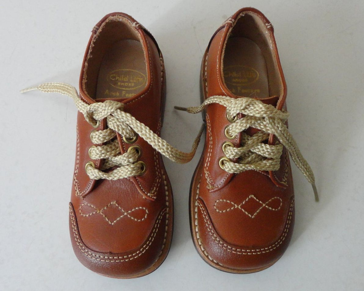 Vintage 60s' Brown Leather Boys' Oxfords