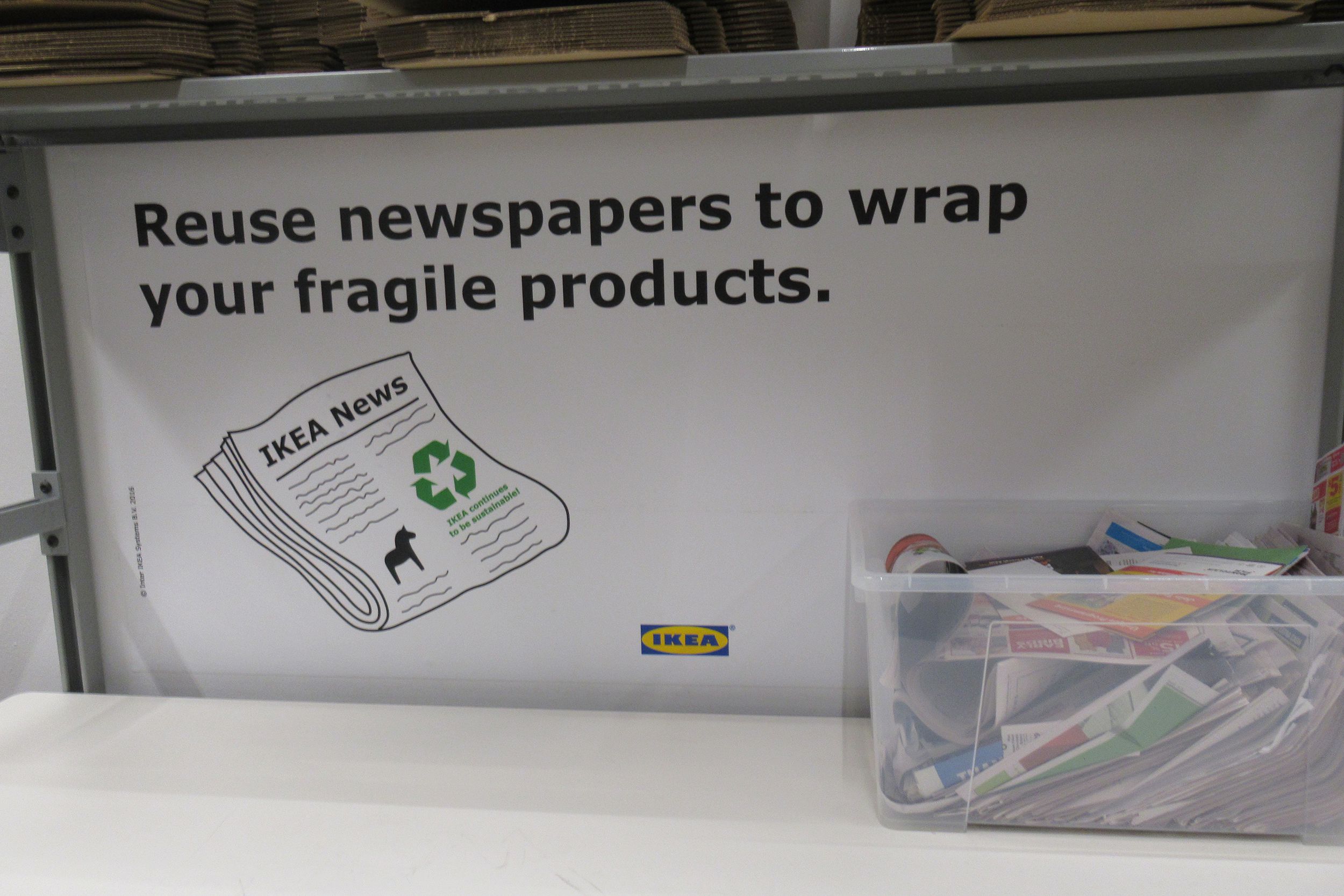 wrapping station at Ikea