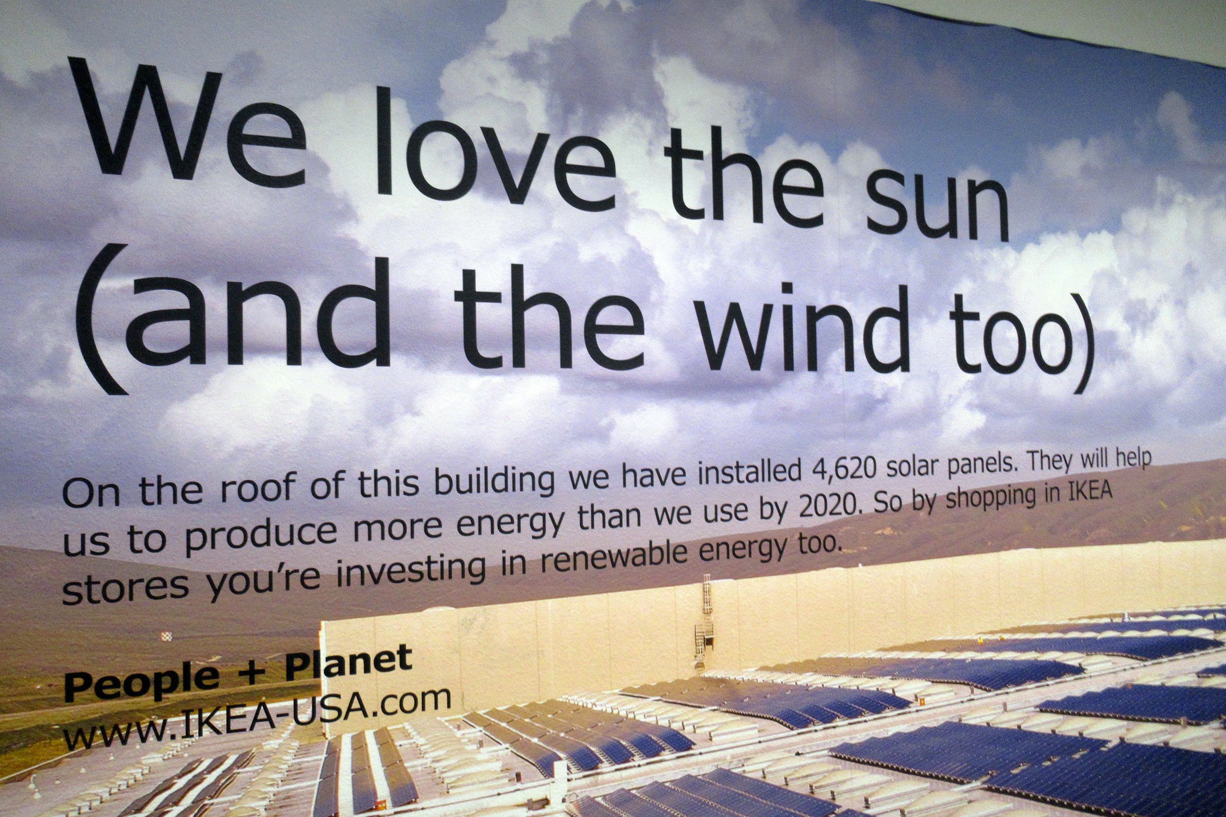 solar panel sign at Ikea