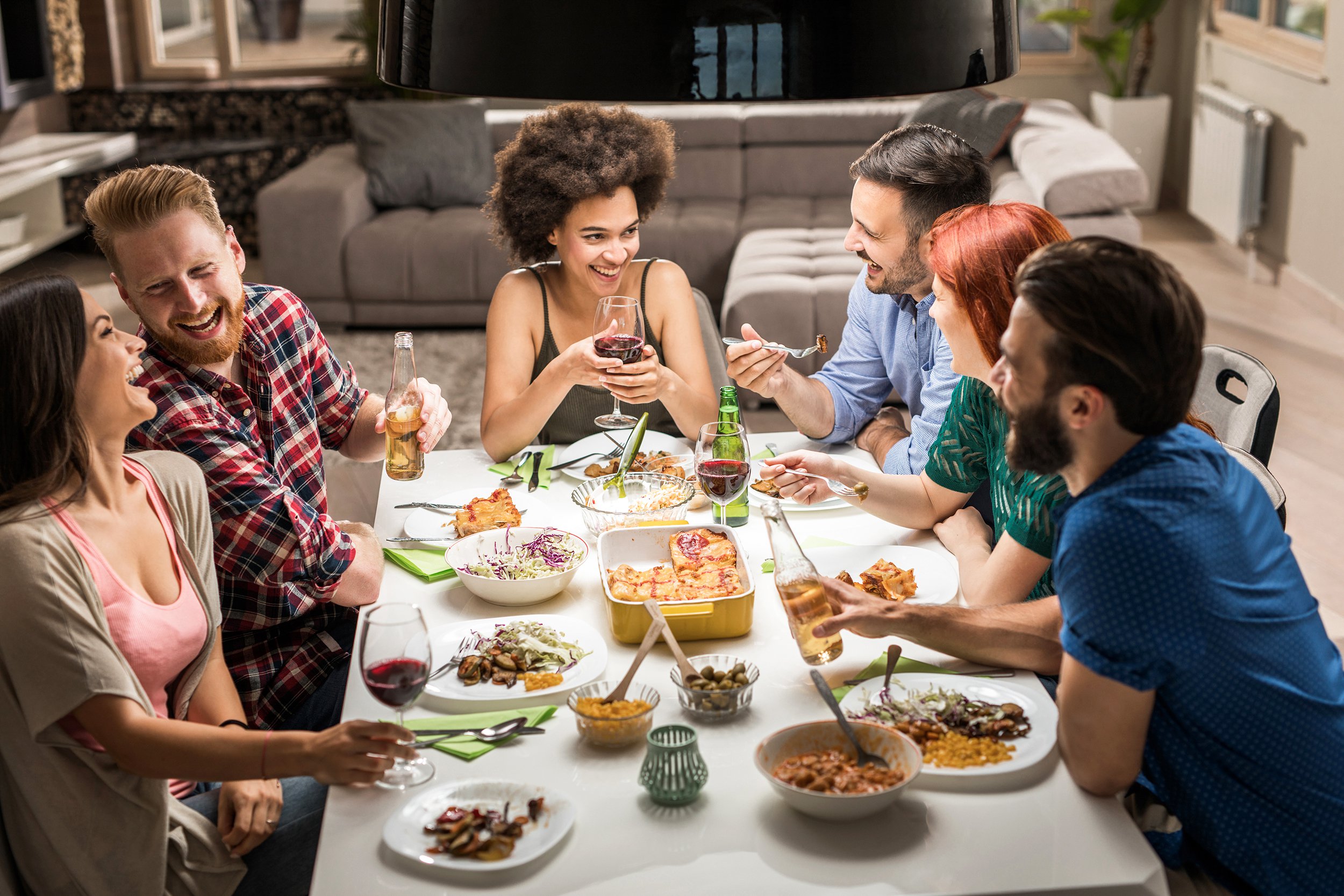 Group of friends having a dinner party