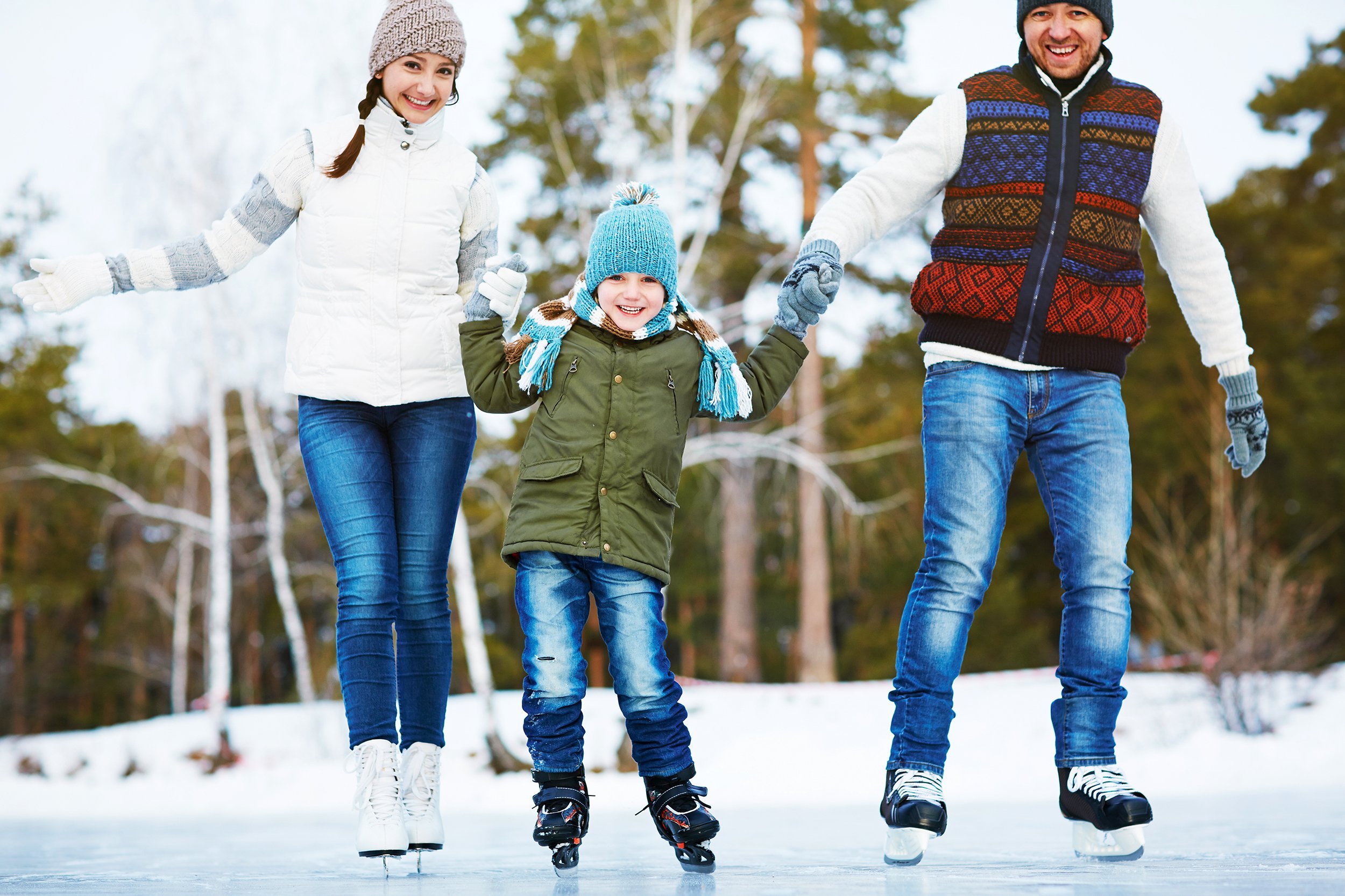 Family ice skating
