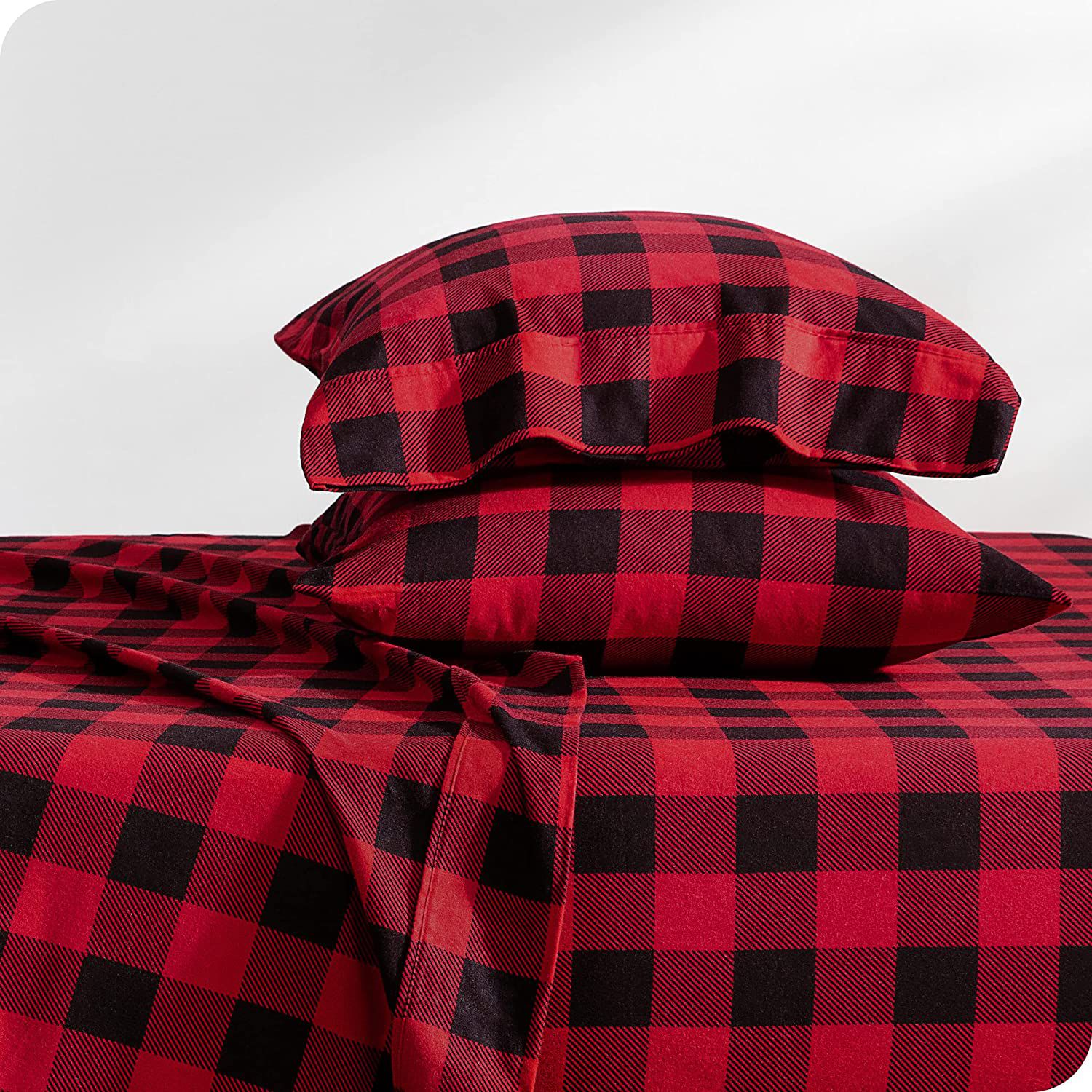 Bare Home Buffalo Check Flannel Sheet Set, Queen