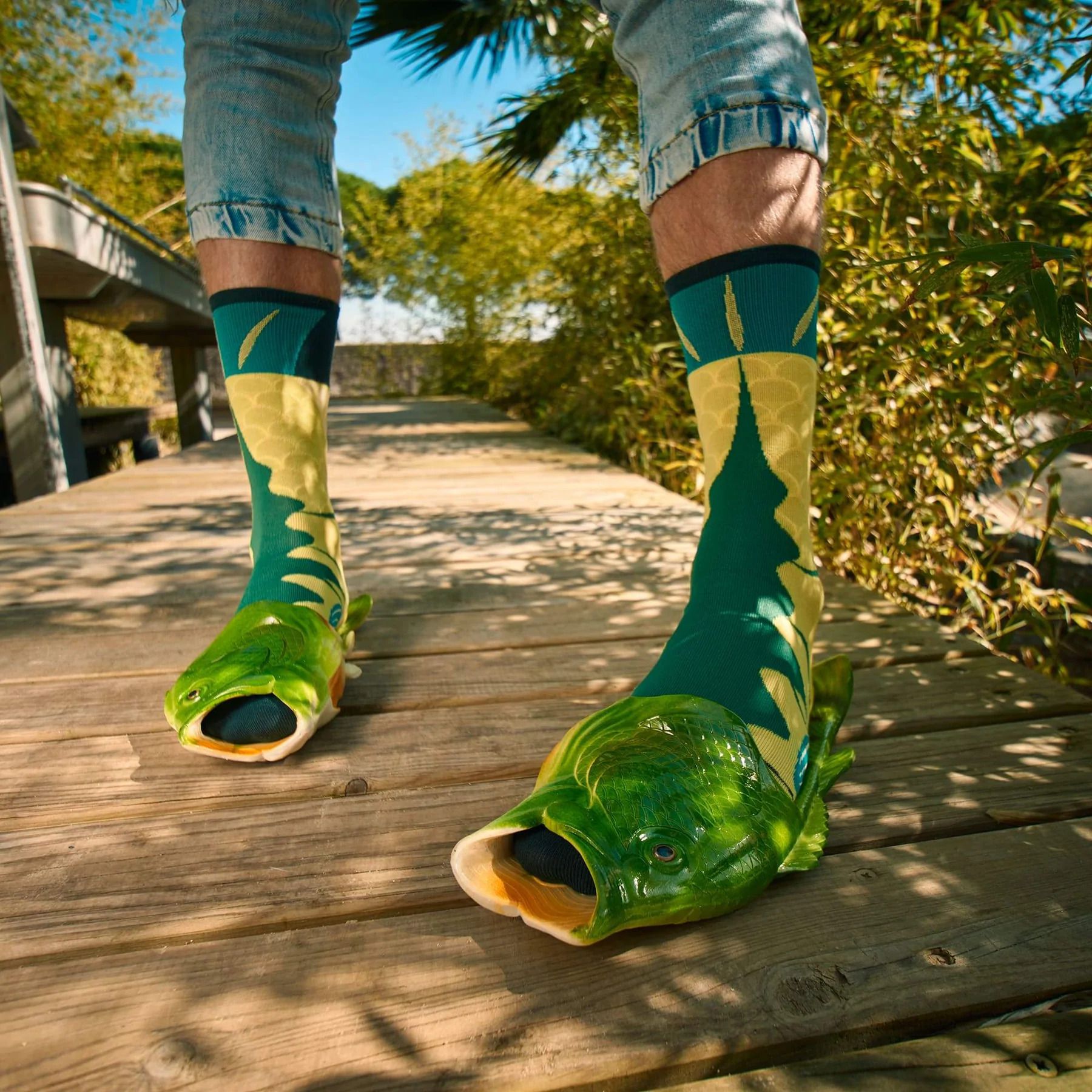 Coddies Fish Flip Flops, Green