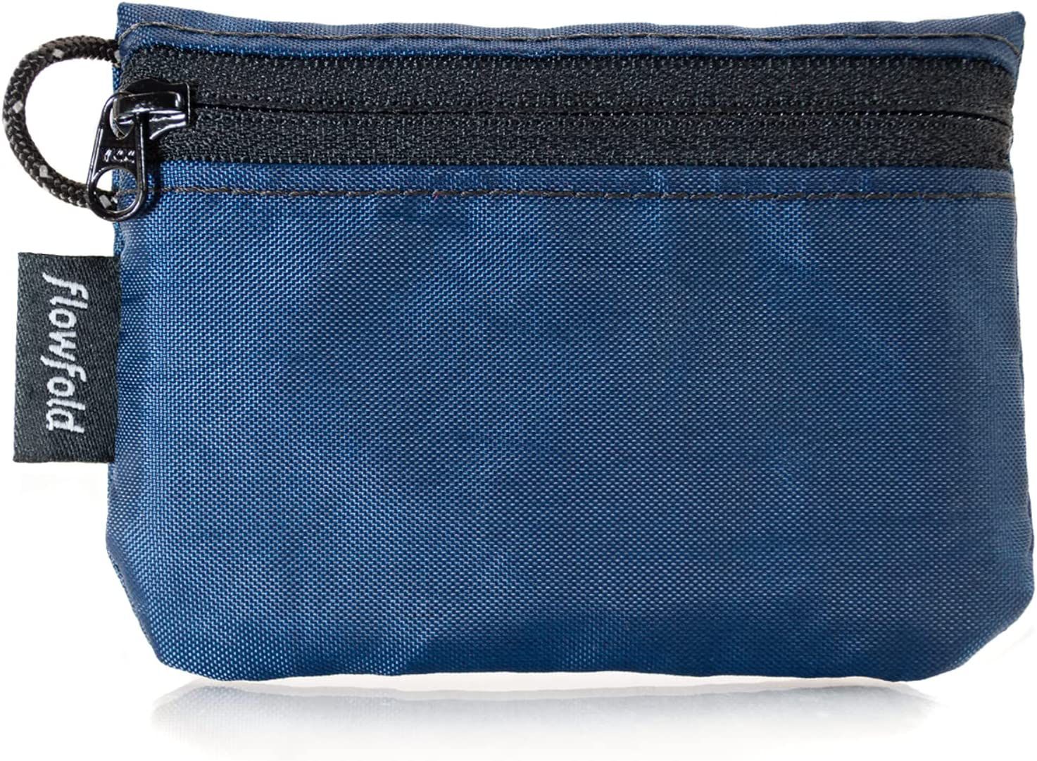 Flowfold Recycled Fabric Water Repellent Mini Zipper Pouch Made in USA, Recycled Navy