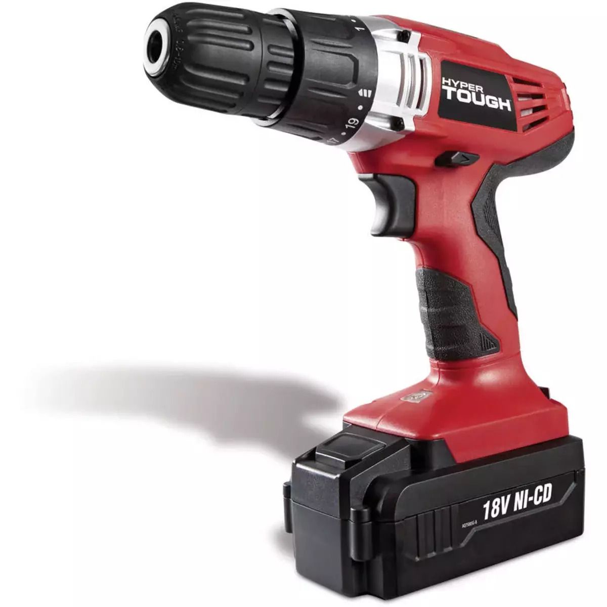 Hyper Tough 18V Cordless Drill, Charger, Bit Holder, & LED Light