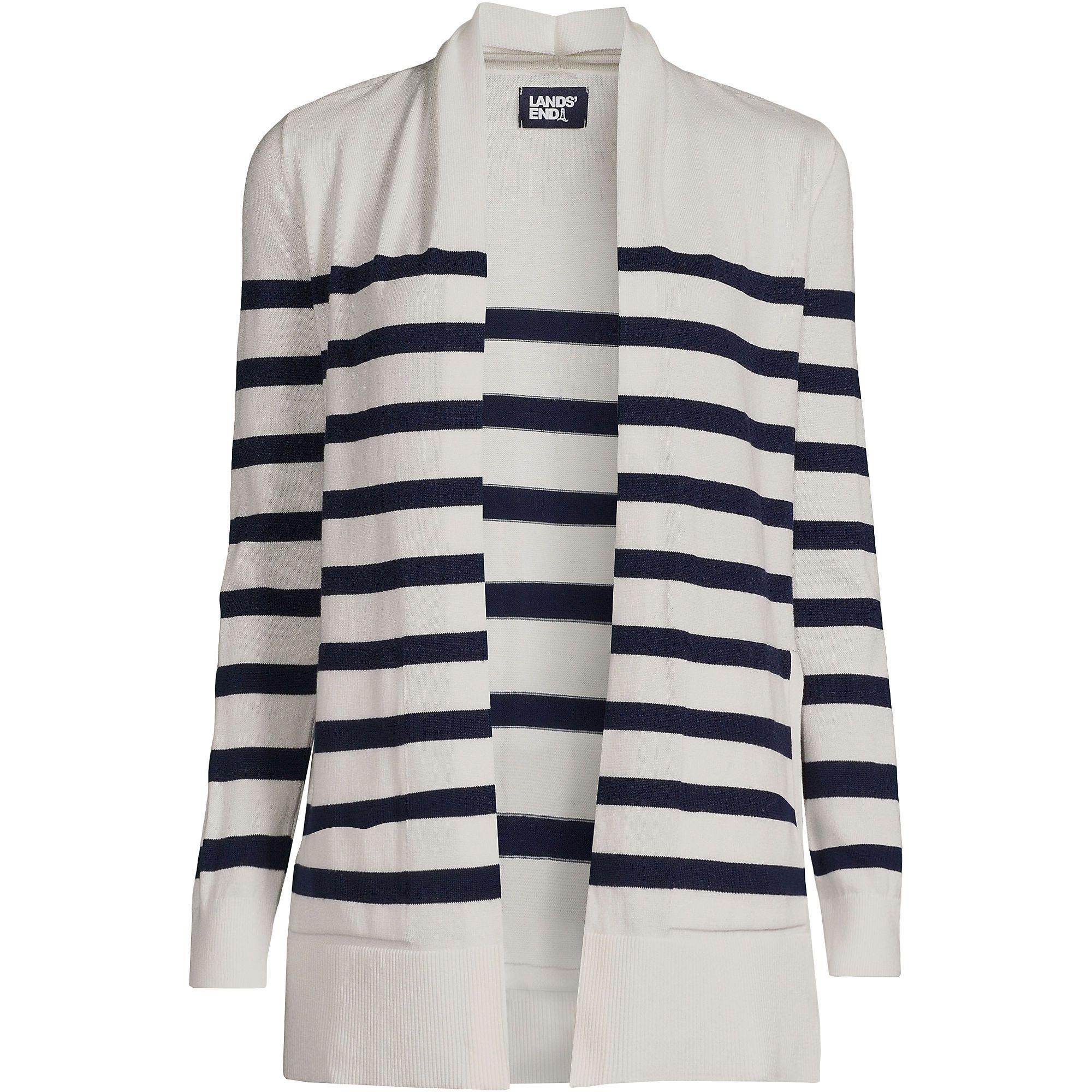 Lands' End Women's Cotton Open Long Cardigan Sweater