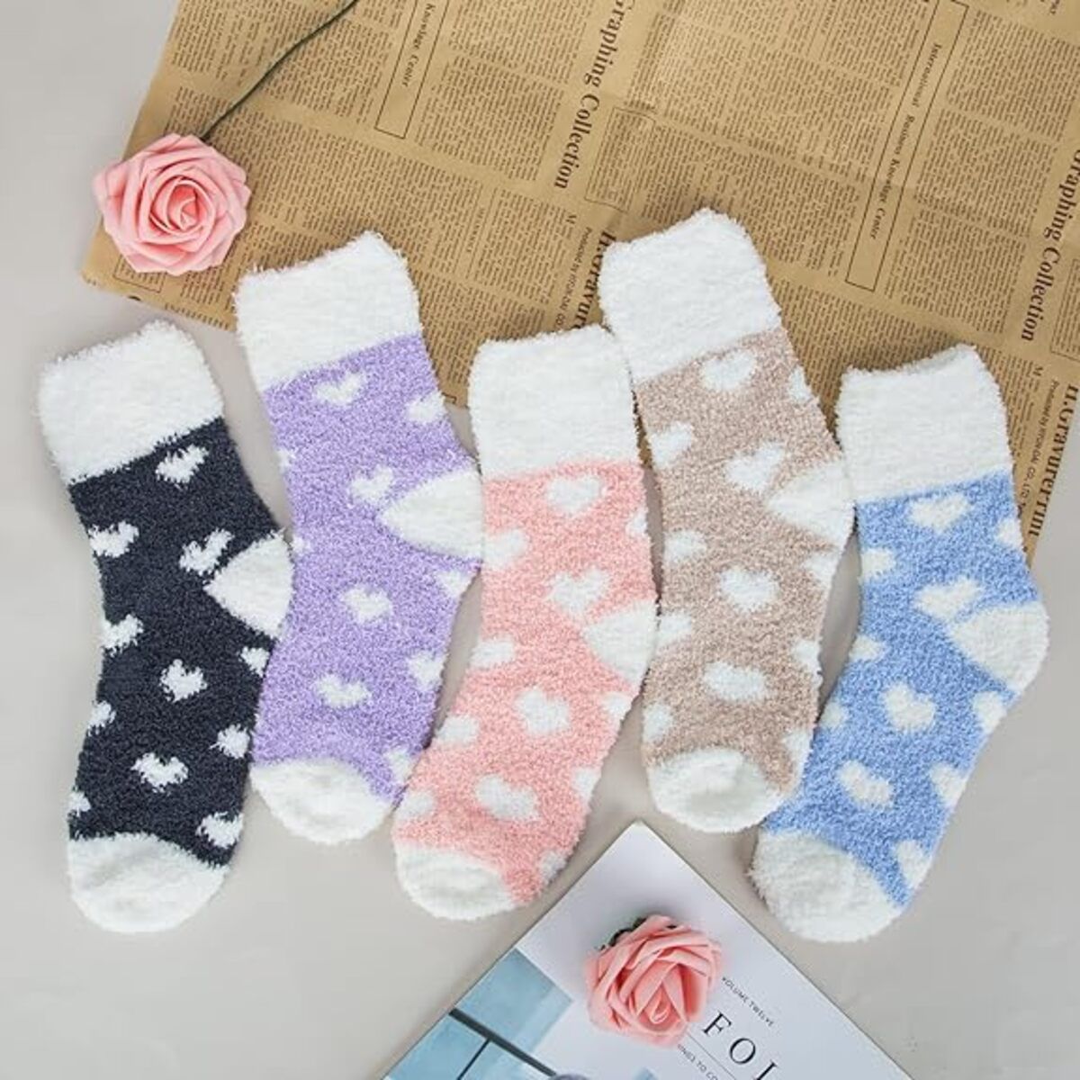 Loritta 5 Pairs Womens Fuzzy Socks