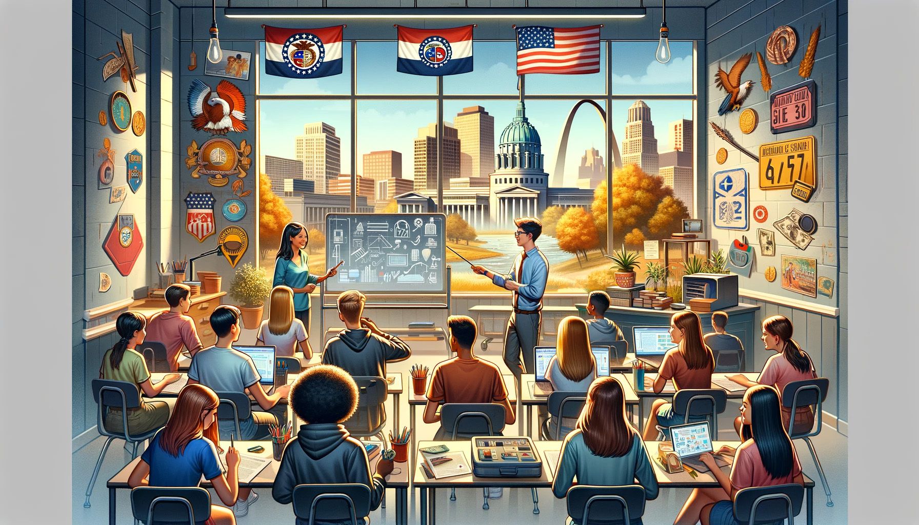 An AI-generated illustration showing the concept of financial literacy in Missouri