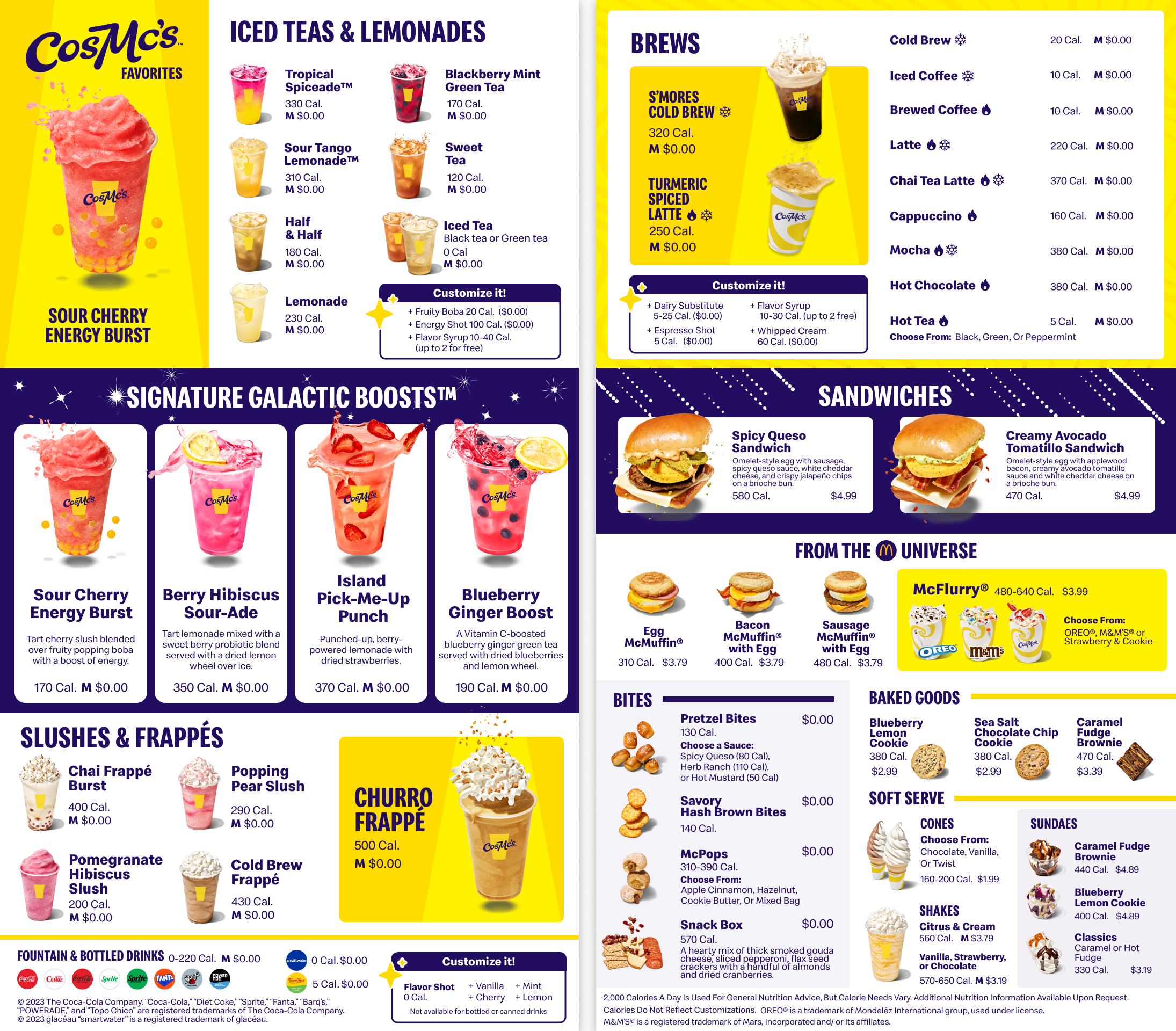 CosMc's menu