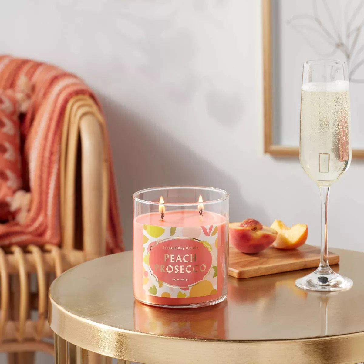 Opalhouse Peach Prosecco Lidded Glass Jar 2-Wick Candle